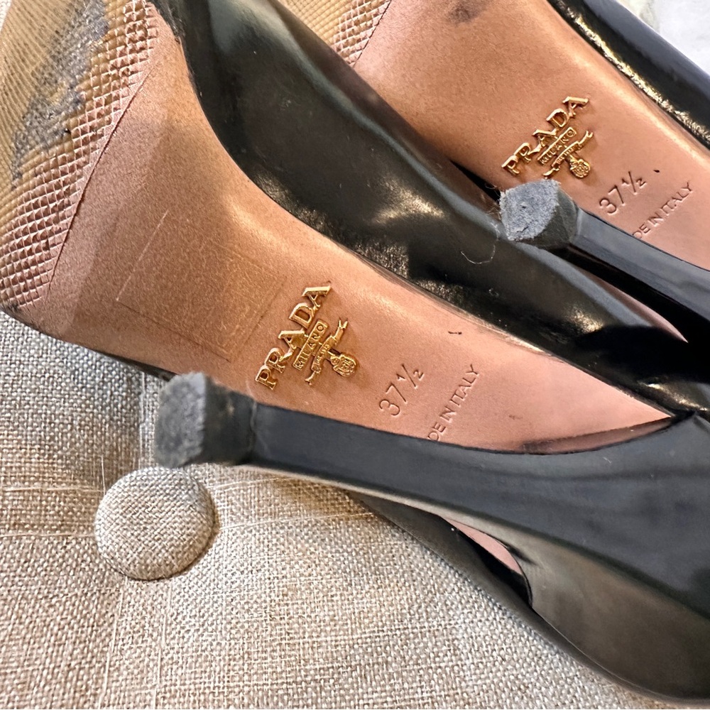Prada Calzature Donna Vintage 2008 Heels Black Leather Snakeskin 37.5/ 7 US - Picture 16 of 16